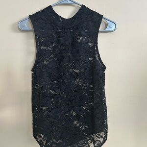 Who What Wear Black Lace Sleeveless Blouse